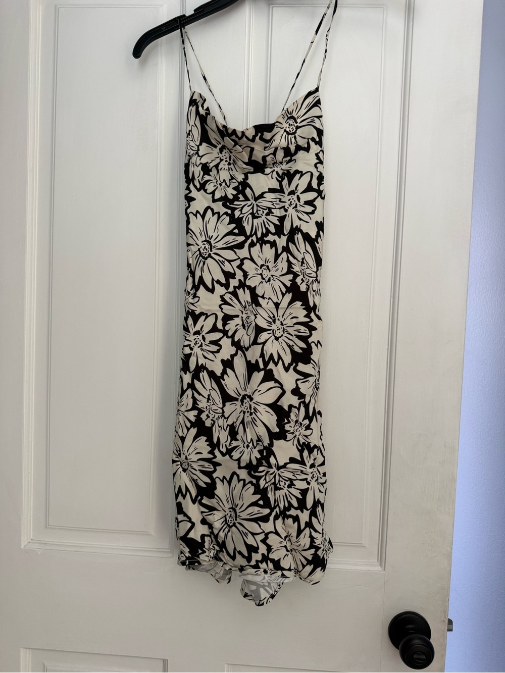Brown and Cream Floral Slip Dress with Spaghetti Straps